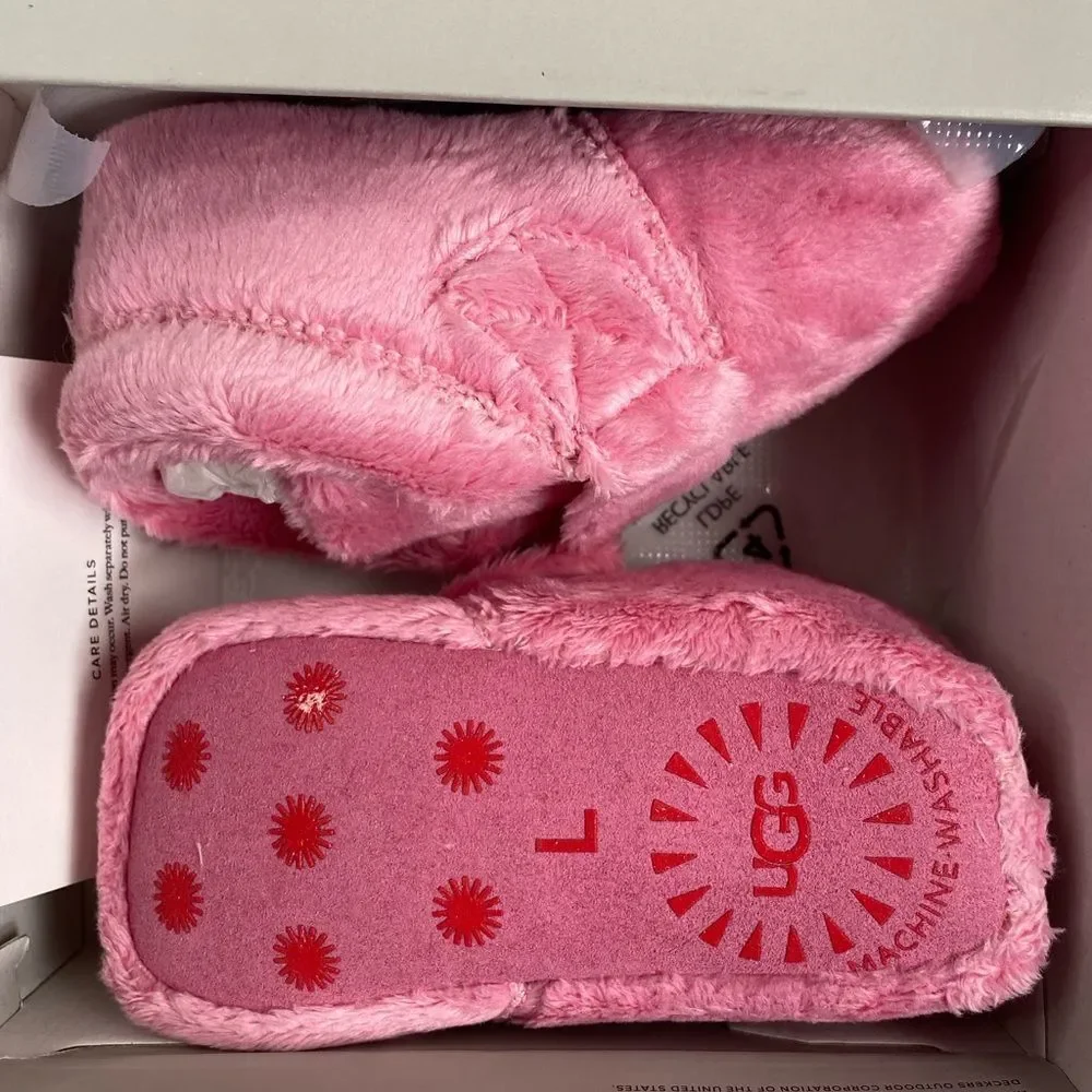 NIB UGG Bixbee Pink Baby Infant Booties - Size M - 12-18M
